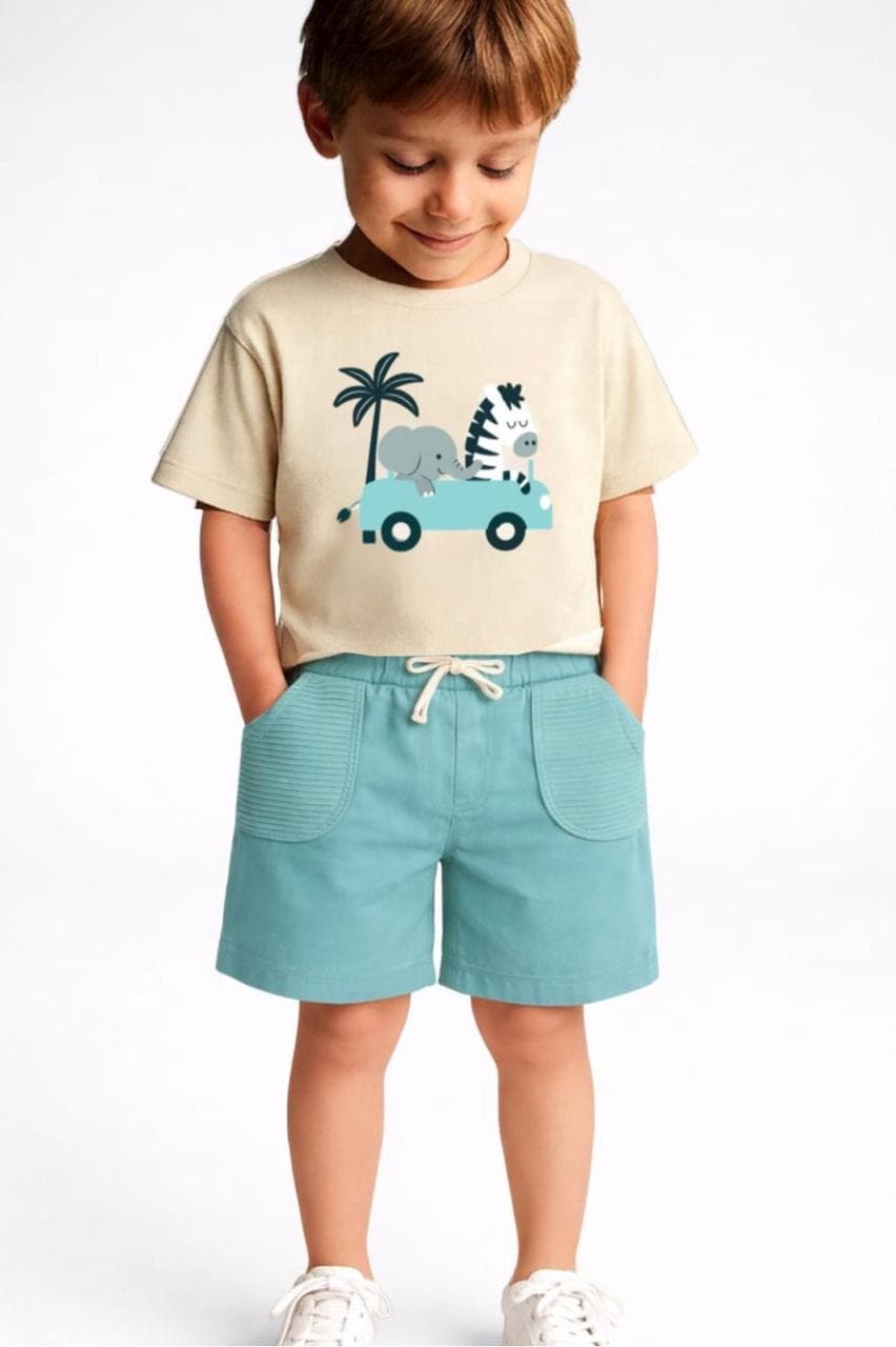 Safari Friends Boys Premium Cotton T-Shirt & Shorts Set