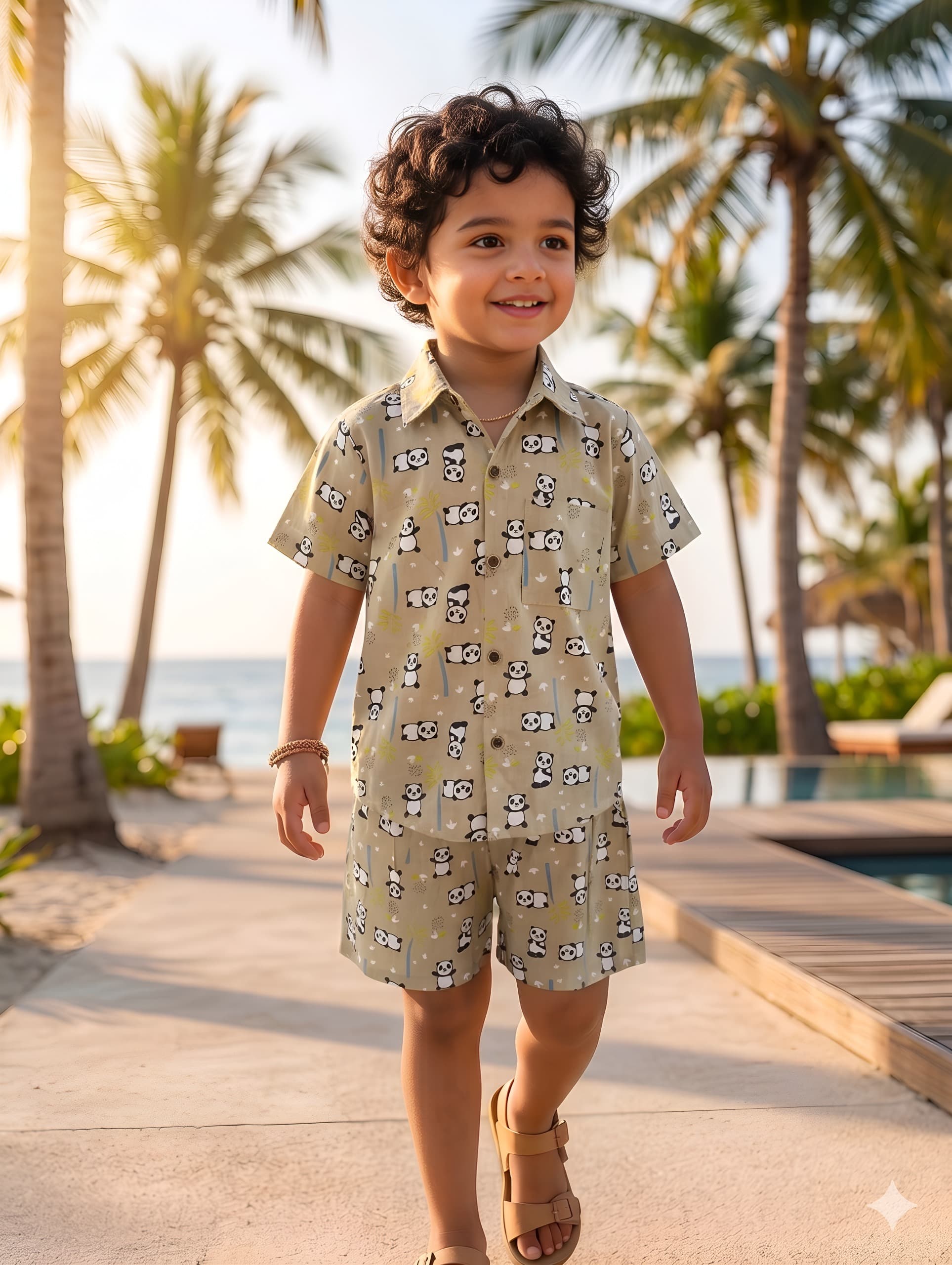Boys Premium Cotton Panda Print Co-ord Set