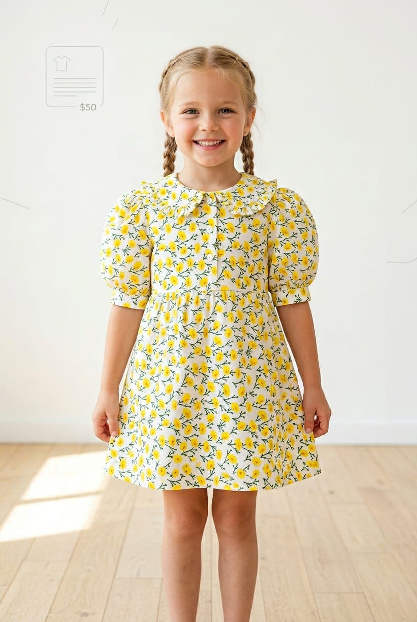 Premium Cotton Girls Floral Dress β Sunshine Bloom
