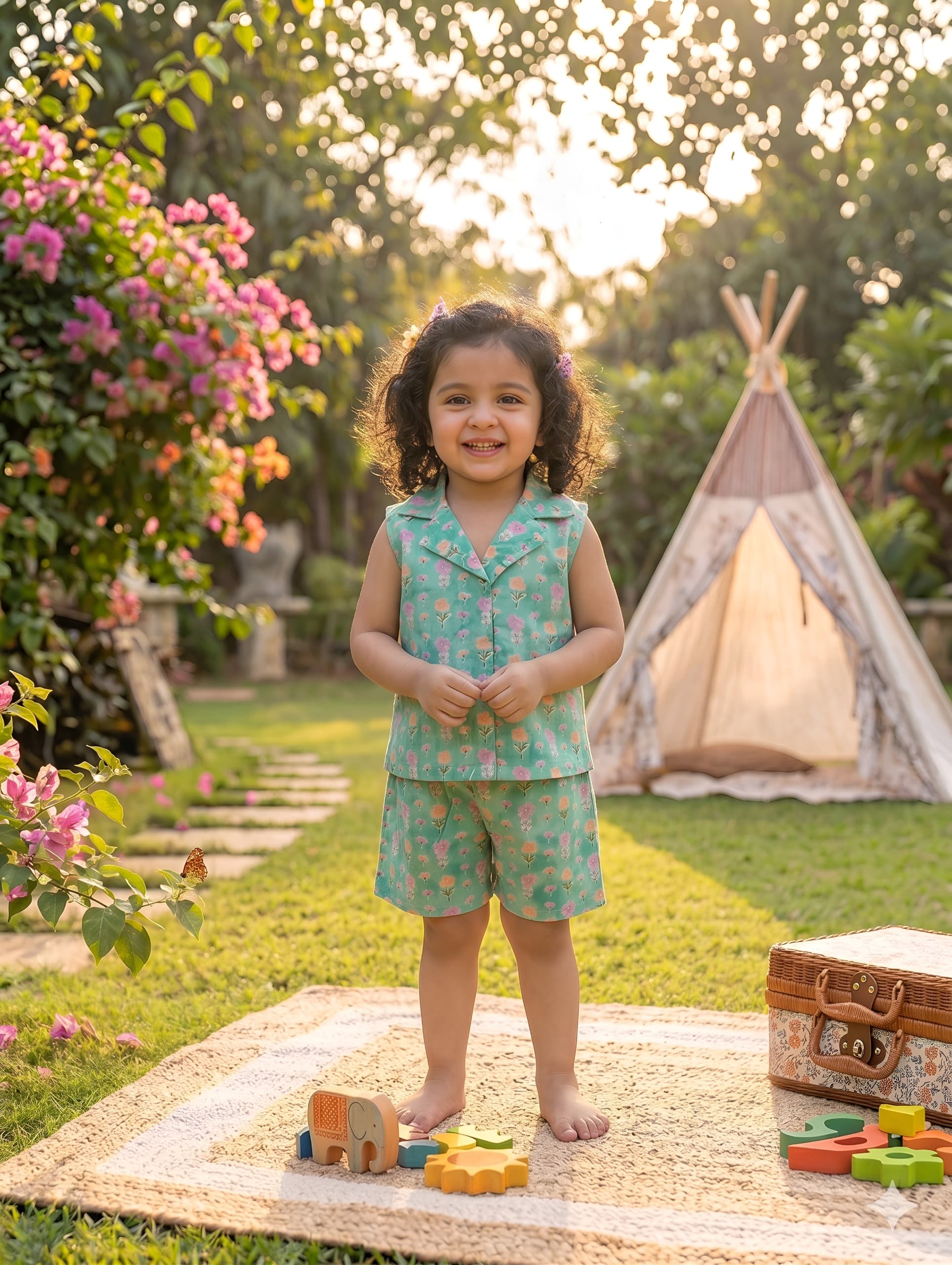 Girls Floral Cord set - Top with shorts