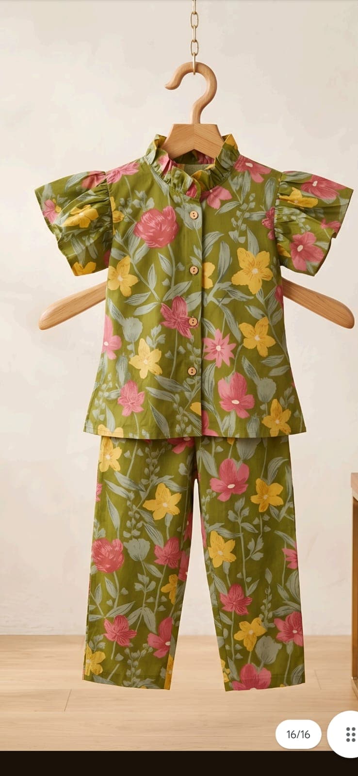 Girls Olive Floral Co-ord Set β Fresh, Elegant & Comfortable