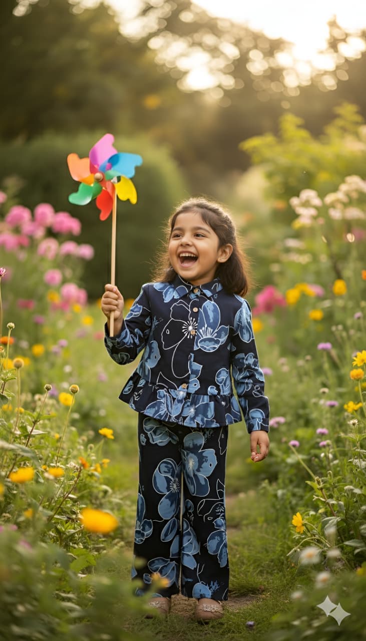 Girls Midnight Bloom Co-ord Set β Elegant, Bold & Comfortable