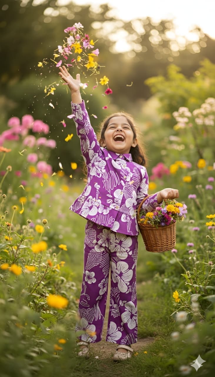 Girls Purple Floral Co-ord Set β Bright, Playful & Stylish