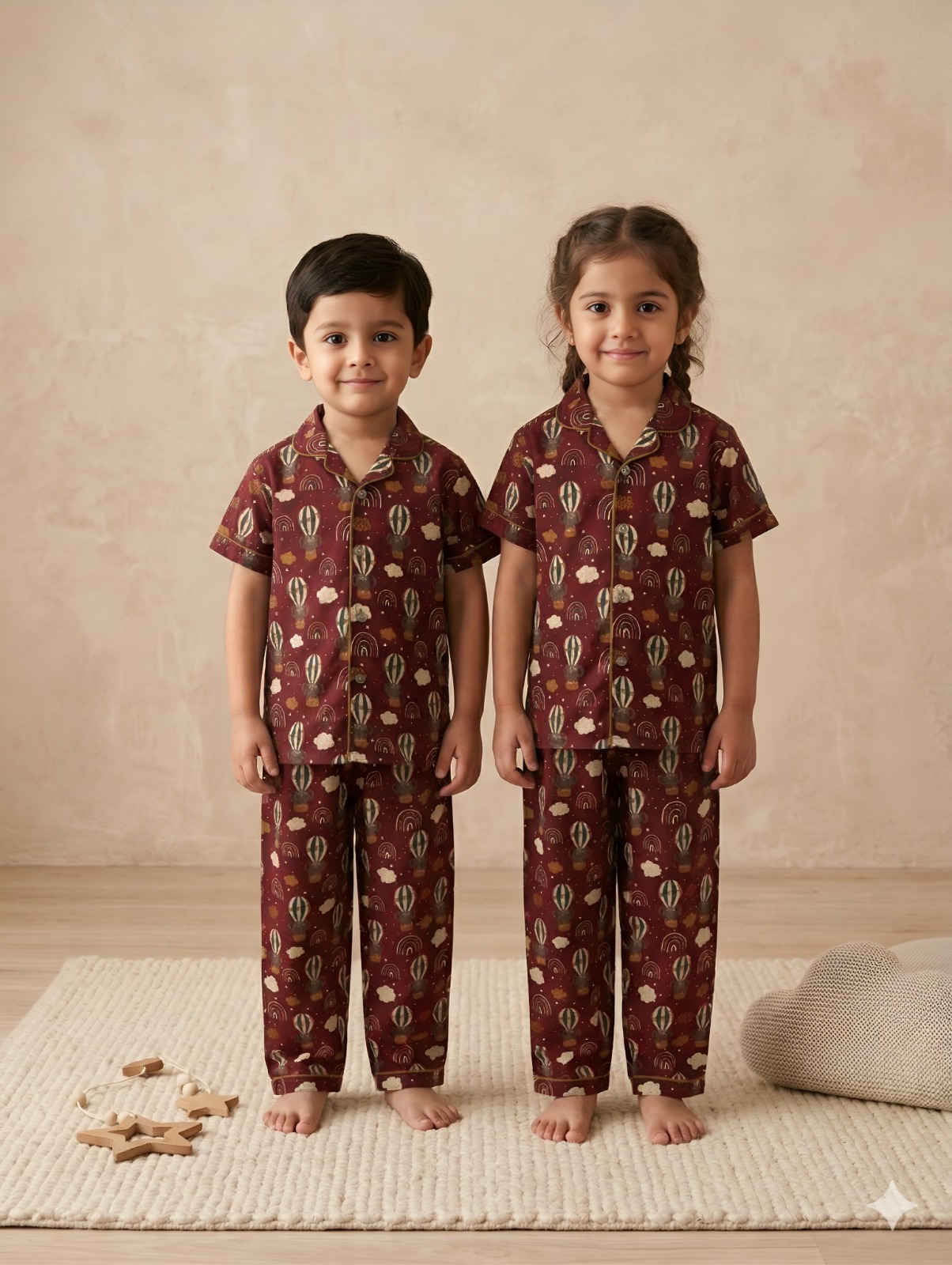 Premium Cotton Kids Night Suit β Hot Air Balloon Print