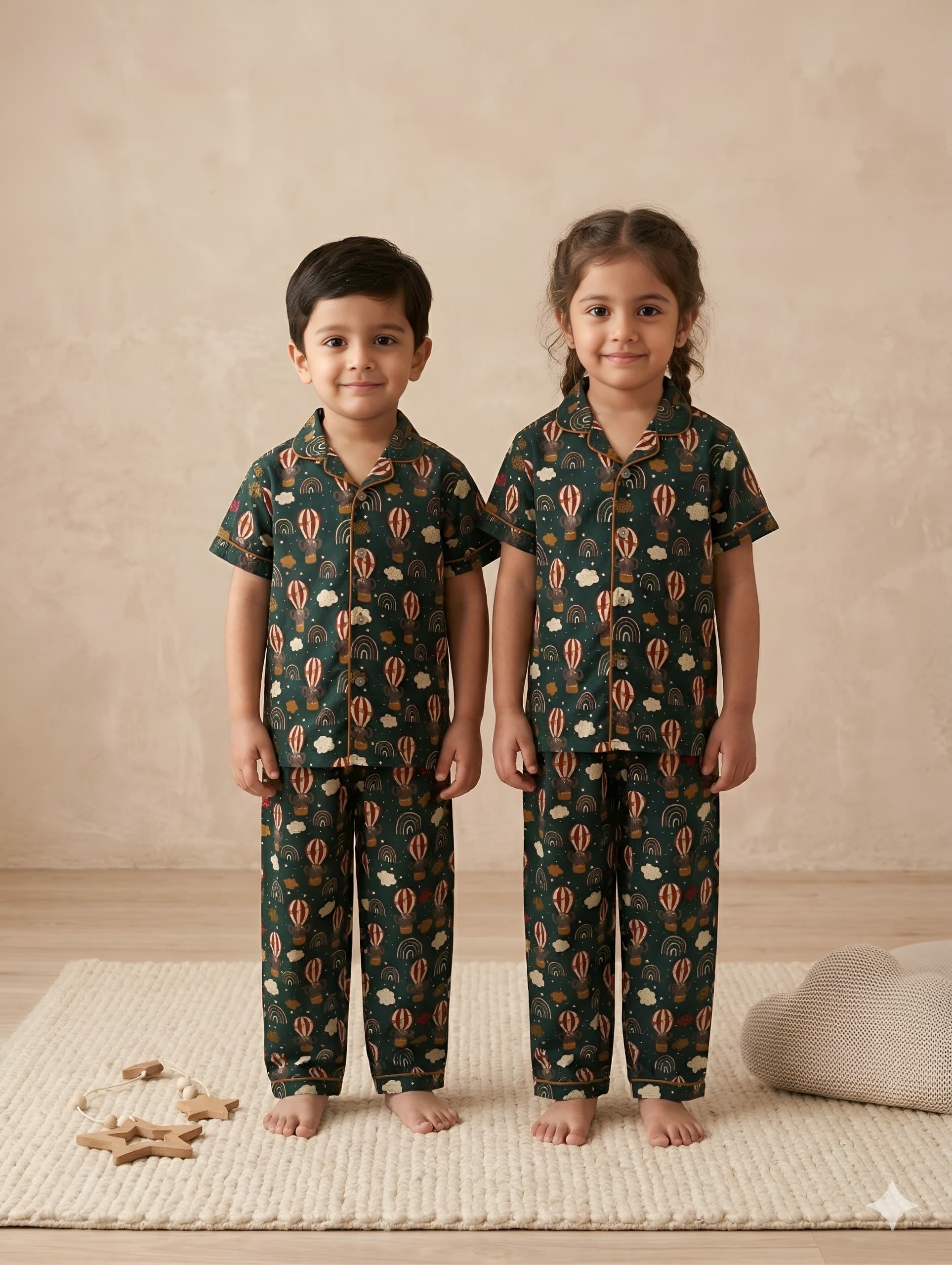 Premium Cotton Kids Night Suit β Hot Air Balloon Print