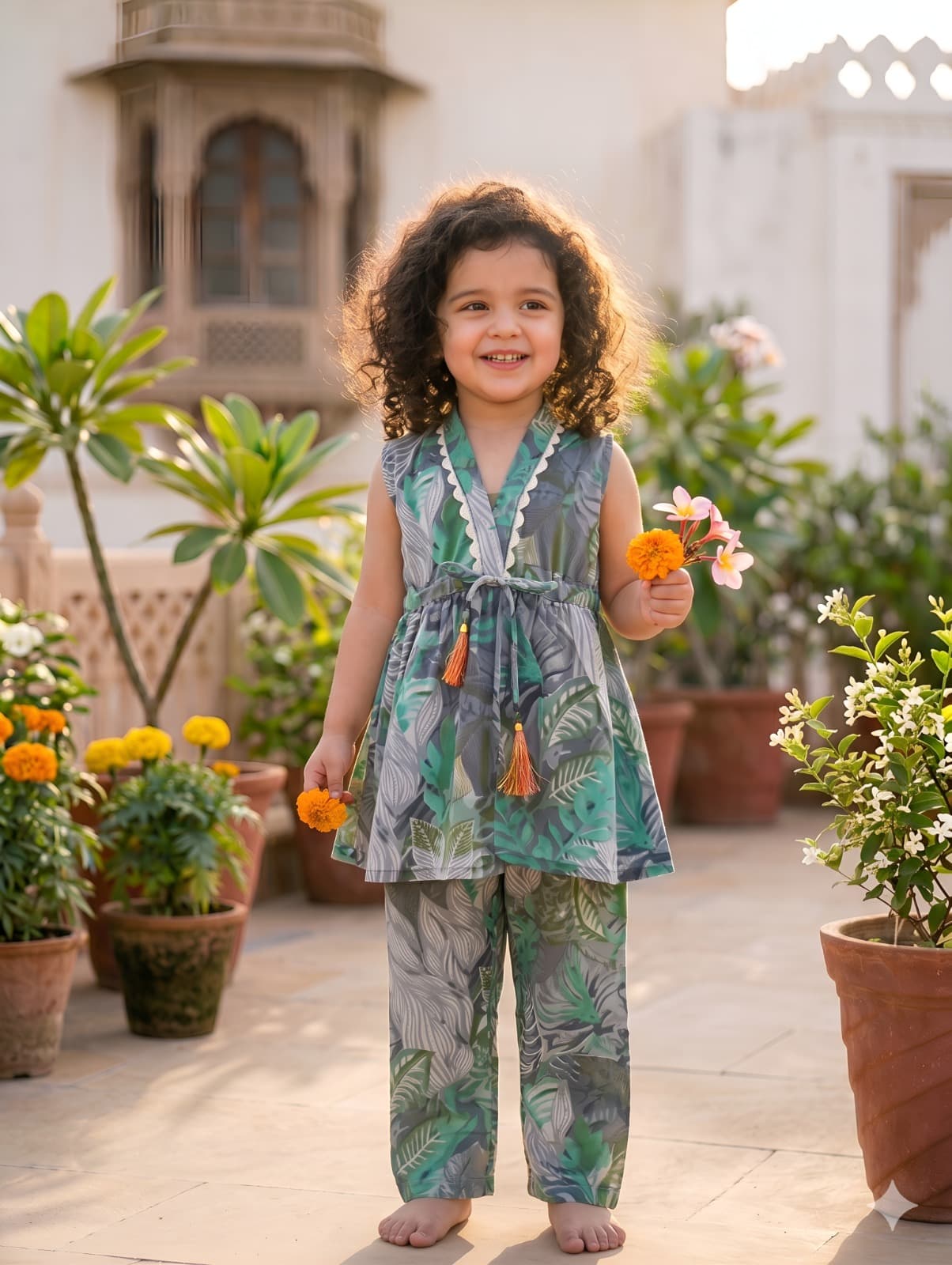 Girls Premium Cotton Tropical Co-ord Set