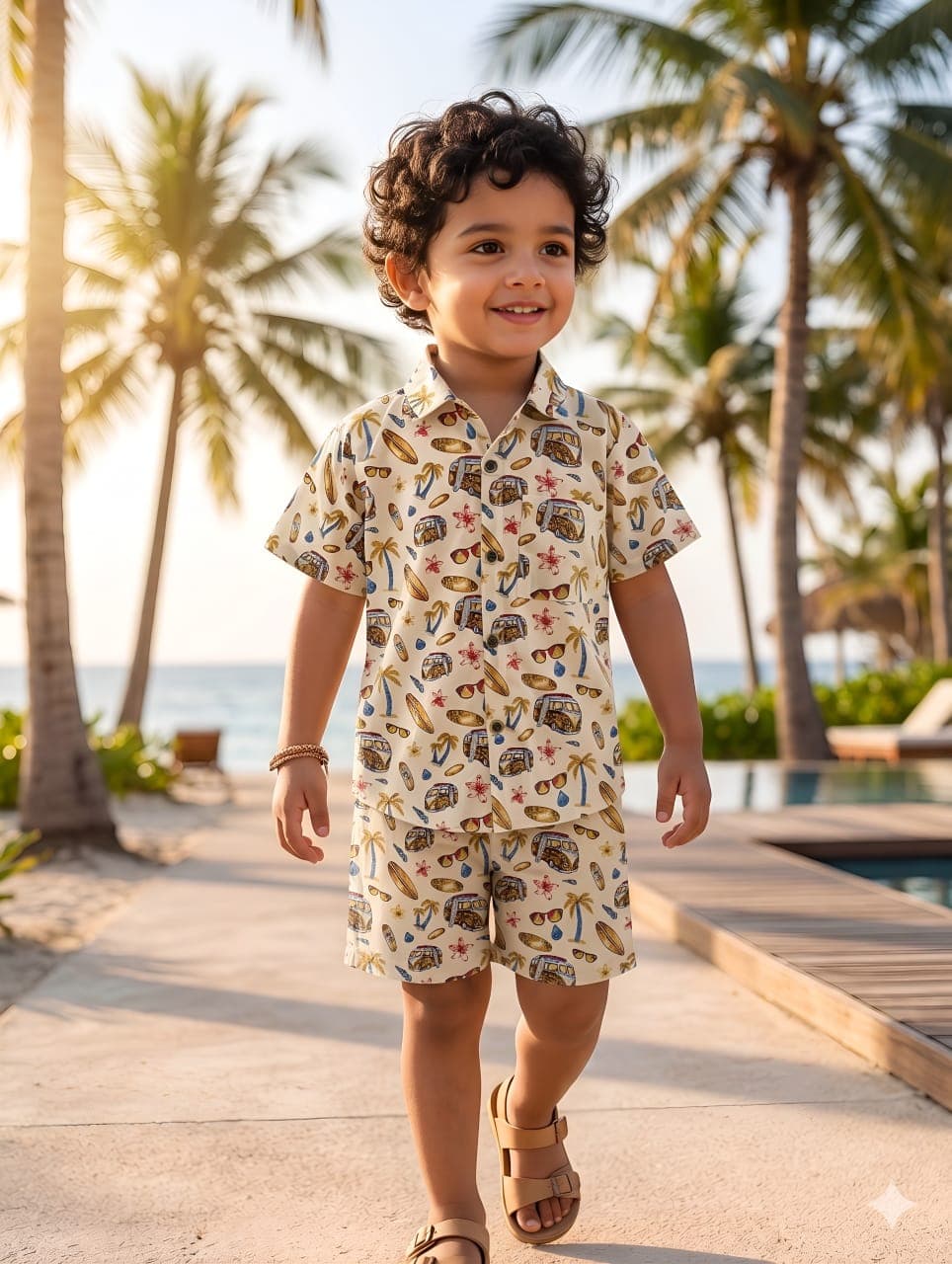 Beach Vacation Print Boys co-ord set