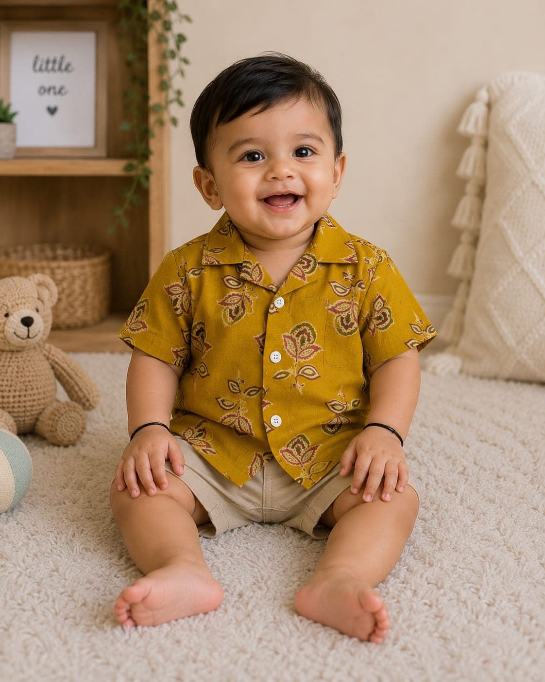 Baby Boys Floral Print Cotton Shirt