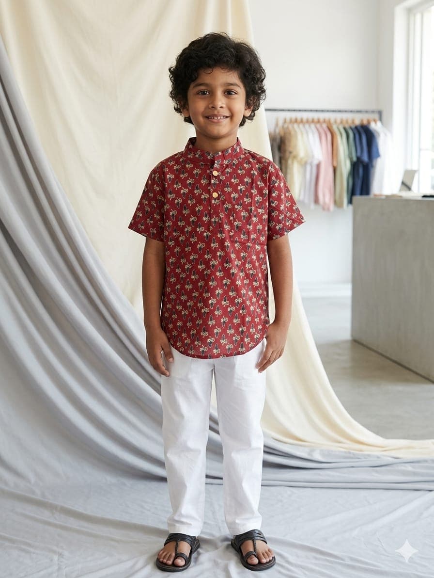 Boys Maroon kurta