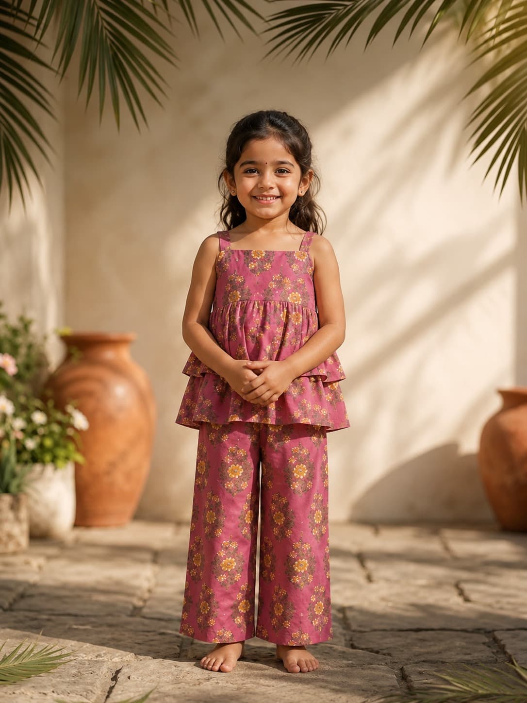 Girls Floral Tiered Co-ord Set – Sweet, Festive & Elegant